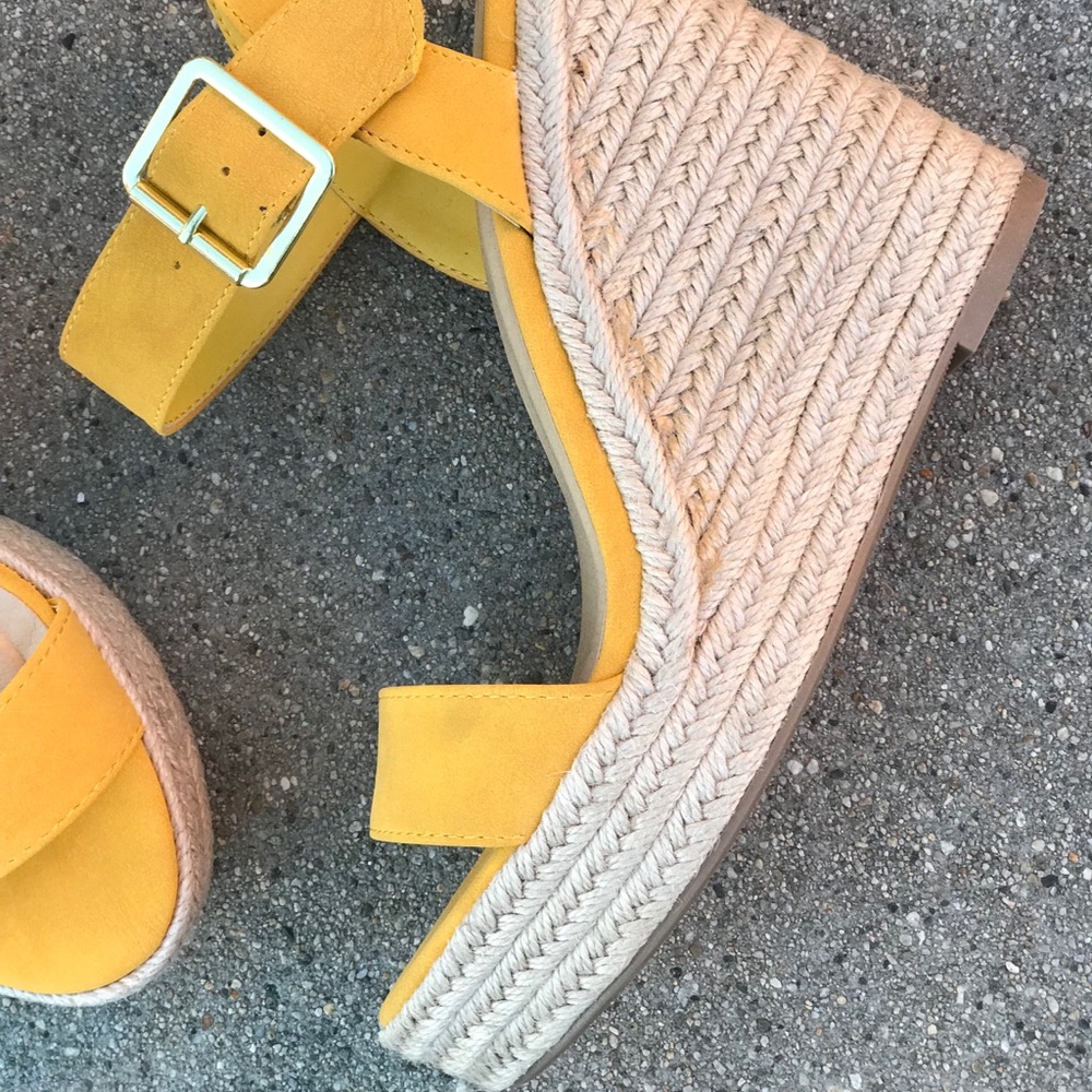 Soda Mustard Yellow espadrille 5” Wedge - Picture 3 of 7